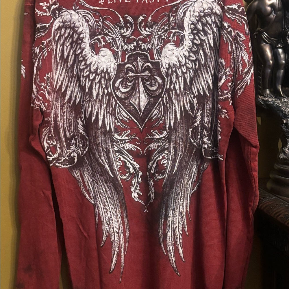 Affliction Crewneck Sweater in Burgundy - Picture 4 of 7